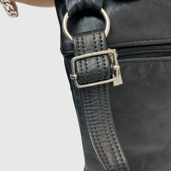 Black Faux Leather Crossbody Sling Bag Travel Utility Chest Pack Messenger Purse - Picture 4 of 8